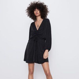 NWT Zara Satin Effect Draped Dress Size Me…